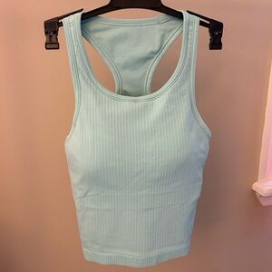EUC Lululemon Ebb to Street cropped ribbed tank in mint green, size 8